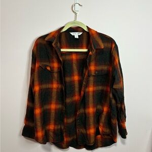 Urban Outfitters Orange Plaid Flannel Shirt